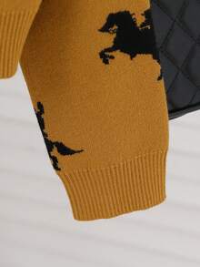 Áo len cardigan dài tay họa tiết ngựa kaki dành cho bé gái tuổi teen, phù hợp cho mùa xuân, mùa thu và mùa đông - Màu Khaki - Xem 6