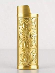 1pc Vintage Fortune Flower Pattern Metal Lighter Case, Fits BIC J6 Full Size Lighter - Stylish & Durable Lighter Cover, Retro Arabesque Metal Lighter Case, Windproof & Simple Vintage Sturdy - Multicolor - View 5
