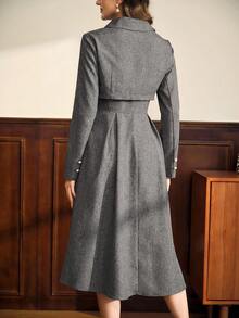 Vintamour 方领无袖吊带连衣裙 A字裙和长袖短夹克