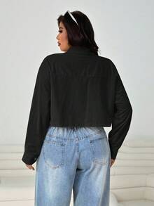 Solflare 大码女式黑色长袖单排扣休闲夹克秋冬女装 - 黑色 - 查看 2