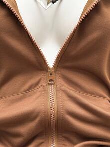 StreetHx Áo nỉ đi làm dáng ôm vừa vặn dành cho nữ, màu xám, họa tiết da báo mờ, phong cách Punk Y2K đa năng, tay dài nhẹ, thích hợp cho mùa xuân và mùa thu - Lạc đà - Xem 6