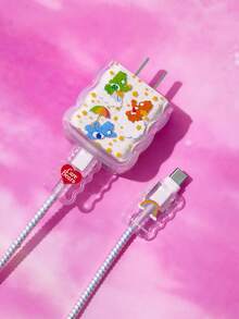 SHEIN X Care Bears Data Cable Protective Cover, Compatible With IPhone Charger, Bear Printing Pattern, 3 Pieces Set Protector, Charger Protector (Excluding Data Cable) - Clear - View 6