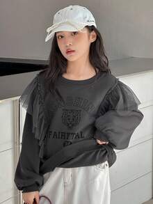 DAZY 女童圆领保暖印花运动衫，秋季