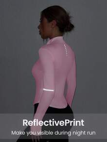 SHEIN Sovereign Charm Chaqueta deportiva ajustada de manga larga con cremallera y unicolor para mujer