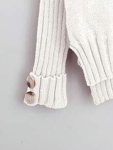 Franclia 2pcs Set Sweater Rajut Kasual Wanita Leher Tinggi Lengan Panjang Belahan Bawah Warna Polos - Aprikot - View 3