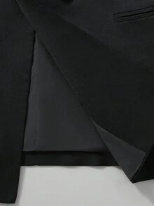 Manfinity Mode 男士派对撞色饰带披肩领双排扣西装外套和前缝西装裤套装 - 黑色 - 查看 6