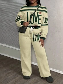 Slaydiva 2025秋冬/女士秋装/秋季女装/女士冬装/冬装/Y2K/街头潮流/女士两件套/返校季/女士外出服/爱情图案 - 彩色 - 查看 7