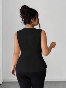 Elenzga Áo khoác cardigan cổ chữ V màu trơn cỡ lớn, kiểu áo cánh thanh lịch và duyên dáng - màu đen - Xem 2
