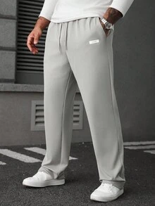 Manfinity CasualCool Pantaloni casual alla moda da uomo con tasche toppe e coulisse, pantaloni essenziali, pantaloni della tuta color grigio chiaro, Old Money, autunno - Grigio Chiaro - Visualizzare 5