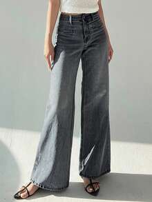 DAZY Women's Washed Light-Colored Long Denim Jeans, All Season - Blue - View 7
