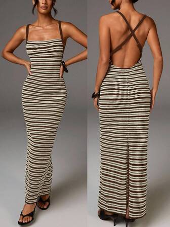 Athîral Dammode Semester Casual Spaghetti Axelbandsklänning