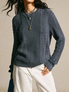 SoleilVie 圆领水洗毛衣，秋冬 - 黑色 - 查看 6