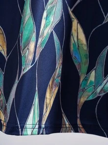 EMERY ROSE 大码女式蓝色花卉印花短袖方领连衣裙