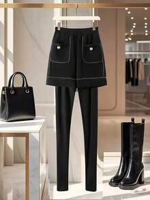 Chiquease 女士纯色及踝紧身裤 - 黑色 - 查看 4