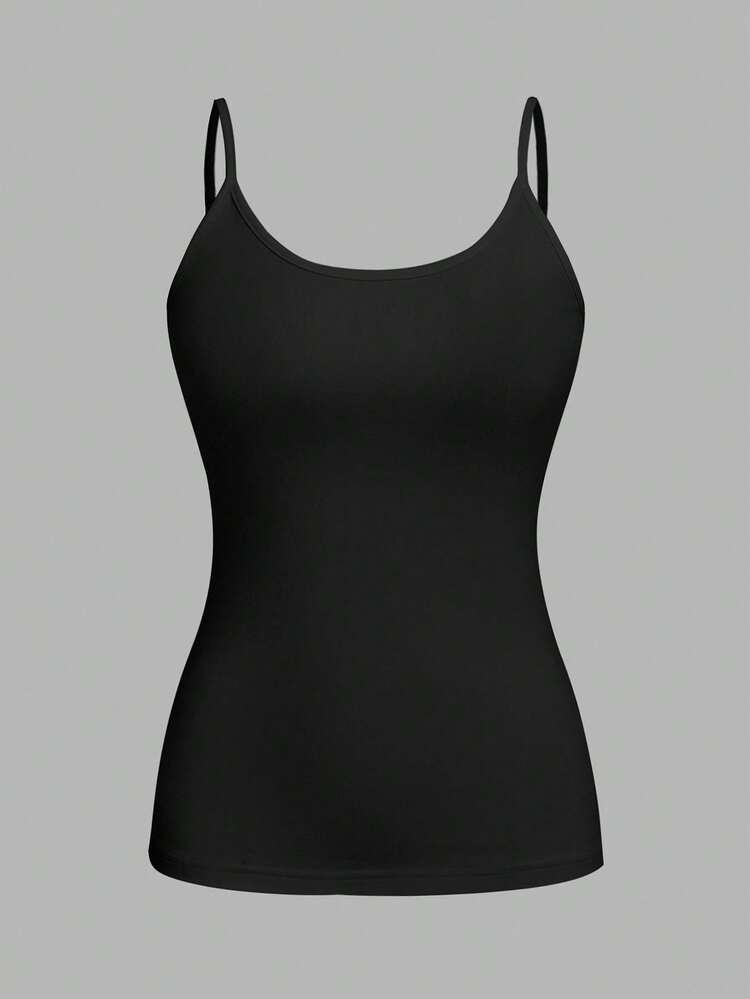SHEIN EZwear 4pcs/Set Plus Size Women Casual Tight Fitting Camisole Tops, Suitable For Summer - Black - View 11