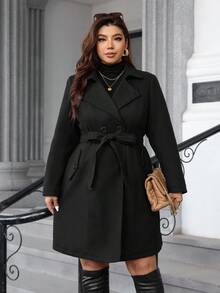 Ellevyn Cappotto casual elegante nero a maniche lunghe con annodamento in vita, taglie forti da donna, di alta qualità, con fodera trapuntata e tasche interne, giacca casual lunga doppiopetto Urve da donna taglie forti, nera di alta qualità con risvolto, antifreddo, calda e confortevole, autunno, con fodera interna e tasche, nuovo 2025, cappotto casual da donna taglie forti con tasche a maniche lunghe, abbigliamento autunnale da donna, abbigliamento invernale da donna, vintage, abiti per uscire, abiti autunnali, abiti autunnali taglie forti, abiti da ufficio da donna, abiti autunnali da donna, abiti eleganti da donna, abbigliamento autunnale da donna, ufficio, ognissanti, costumi di ognissanti, abiti di ognissanti, abiti di ognissanti da donna, top autunnali, cappotto lungo da donna in stile old money, abbigliamento neutro da donna, abiti casual da ufficio da donna