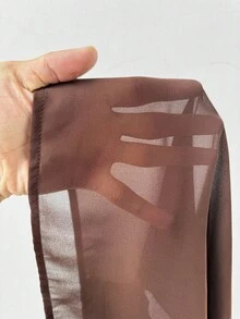 Maweii 棕色雪纺系领优雅简约休闲宽松时尚百搭日常穿搭小众设计外搭/内搭大码女式衬衫，春/秋/冬 - 咖啡棕 - 查看 8