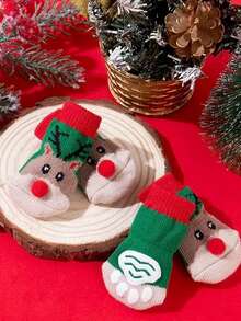 PETSIN 1 Pair Of Pet Christmas New Year Anti-Slip Socks, Christmas Anti-Slip Paw Pads, Anti-Slip And Stain Resistant, Dog Socks Christmas Supplies