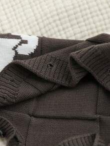 SHEIN Baju Terusan Bayi Laki-Laki, Rompi Rajut untuk Musim Gugur/Dingin, Baju Terusan Rajut Lembut Motif Anak Anjing Lucu, Cocok untuk Bayi Baru Lahir, Nyaman untuk Jalan-jalan dan Bersantai - Grey - View 8