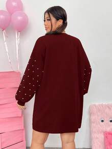 SHEIN EZwear Women's Plus Size Drop Shoulder Loose Fit Black Dress/Fall/Winter