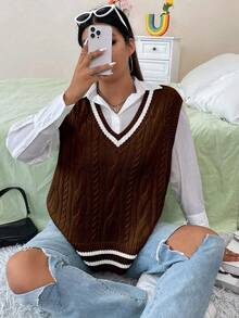 Vionelle Kamizelka dzianinowa w kontrastowe paski w dużym rozmiarze