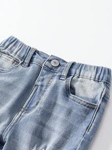 Young Boy Retro Casual Blue Distressed Faded Skinny Jeans, Daily & Holiday Wear Destroyed Denim For Kids Ripped Toddler Jeans Toddler Boy Jeans Kids Ripped Jeans Kids Jeans Fall Winter Boy 13 Drip Boy Kids 8 9 Distressed Boys Boys Sets Jean Boy 5y - Blue - View 4