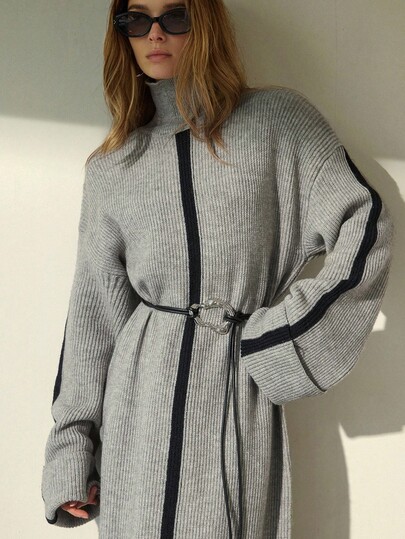 Aveloria Modichic Women's Colorblock Casual Oversized Long Sweater Dress