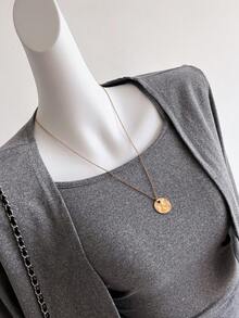 Sweetra Young 少女休闲优雅长袖开衫上衣，不对称下摆，背心和迷你裙套装 - 灰色 - 查看 3