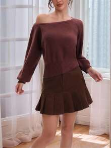 INAWLY Pull à manches raglan de couleur unie pour femmes, automne