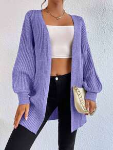 EURMUSE Casual Versatile Solid Color Dropped Shoulder Loose Cardigan,Cardigans For Women,Long Cardigans Woman,Petite Cardigans,Cardigans - Lilac Purple - View 6