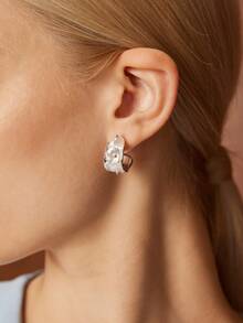 MOTF PREMIUM C-SHAPE BEADED EARRINGS - Silver - View 4