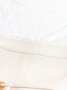 GlowEve Elegant Ruched Chain Detail Mini Skirt - Apricot - View 4