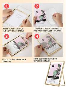 1pc Gold Metal Frame Acrylic Floating Photo Holder, Modern Decorative Frame Gifts Birthday Graduation - Gold - View 5