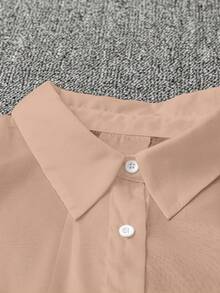 SHEIN Clasi 休闲白色透明蝴蝶结衬衫 - 香檳色 - 查看 5