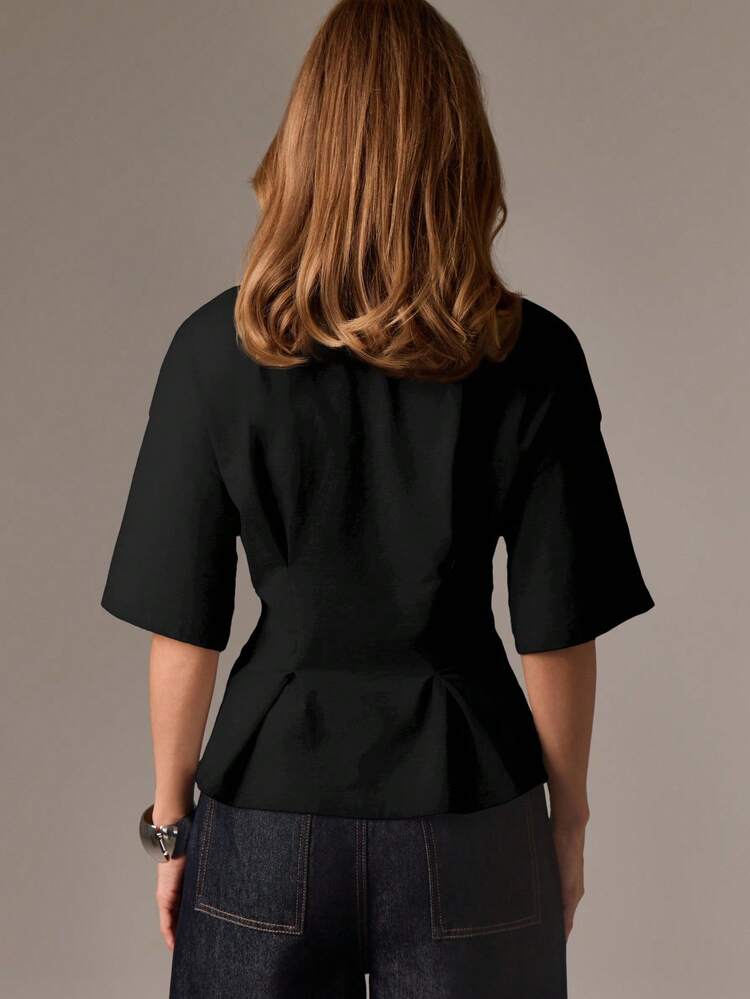 Peplum T Shirt With Kimono Flutter Sleeves