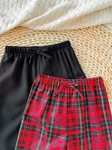 2pcs Baby Girl Cute Casual Knit Plaid Elastic Waist Pants Fall Winter - Multicolor - View 7