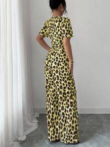 Elenzga Ladies' Elegant Vacation And Casual Summer Leopard Print Jumpsuit - Multicolor - View 2