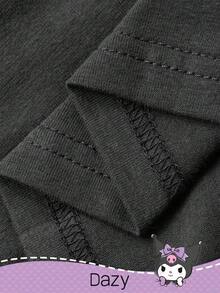 DAZY HELLO KITTY AND FRIENDS | SHEIN 女士卡通图案宽松上衣和裤子睡衣套装，秋季、秋冬季服装 - 深灰色 - 查看 8