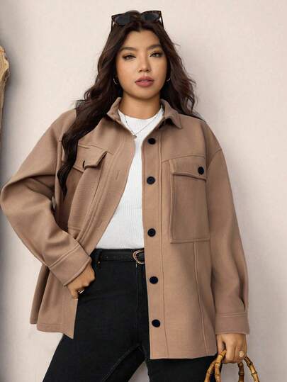 SHEIN LUNE Abrigo informal de talla grande, adecuado para otoño/invierno