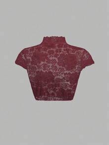 Fairmaia German Traditional Elegant Women's Stand Collar Sheer Lace Blouse