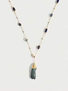 Glisma 18K Gold-Plated Vintage Elegant Necklace For Women,Shopping,Casual,Work,Vintage,PREMIUM,Metallic/Texture,Western Jewelry,Old Money,Gemstone,Outfits,Fall/Autumn/Winter,For Mom/Women/Girl/Mother,Premium,Charm Necklace - Gold - View 2
