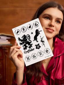 HARRY POTTER X SHEIN FanGlow Hogwarts House 1pc Herbal Juice Semi Permanent Tattoo Sticker That Last For 14 Days Without Fading Or Reflecting, Suitable For Shoulder, Neck, Collarbone, Arm, Body Art Tattoo Sticker