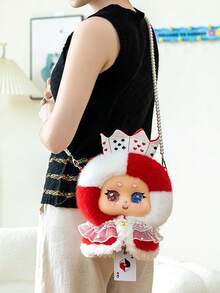 Alice In Wonderland Vinyl Bag - Doll-Style Backpack With Pearl Chain, Kawaii Purse For Girls