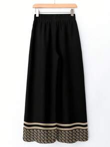 Rusticease Damen Lässig Geometrisch Elastischer Bund Weite Bein Bedruckte Hose, Herbst/Winter