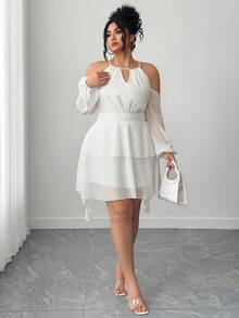 Elenzga Women's Off-Shoulder Solid Color Sweetheart Neck Lantern Sleeve Dress