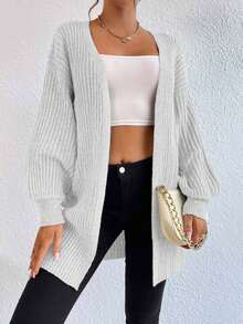 EURMUSE Casual Solid Color Loose Batwing Cardigan - White - View 6