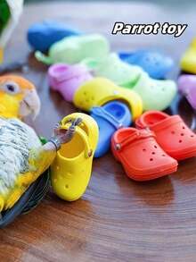 10pcs Parrot Chew Toy Slipper Model Bird Toy Suitable For Spring And Summer Birds Grinding Teeth Cleaning Teeth Relief From The High Vent Clear Educational Bird Toy Training Toy Silicone Material Assured Use Of Random Color - Multicolor - View 4