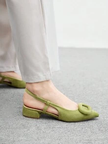 CUCCOO BIZCHIC 女士尖头休闲通勤百搭平底鞋 - 橄欖綠 - 查看 4