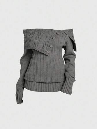 Maglione a costine con spalle scoperte e vita stretta in stile Y2K