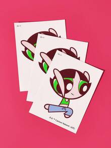 FanGlow THE POWERPUFF GIRLS X SHEIN Buttercup 1pc Colorful Cartoon Tattoo Sticker Suitable For Shoulder, Neck, Clavicle, Arm, Body Art, Temporary Waterproof Simulation Tattoo Sticker - Multicolor - View 4